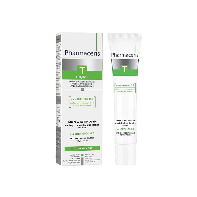 PHARMACERIS T ANTI-ACNE RETINOL NIGHT CREAM FOR ADULTS PURERETINOL 0.3 40 ML