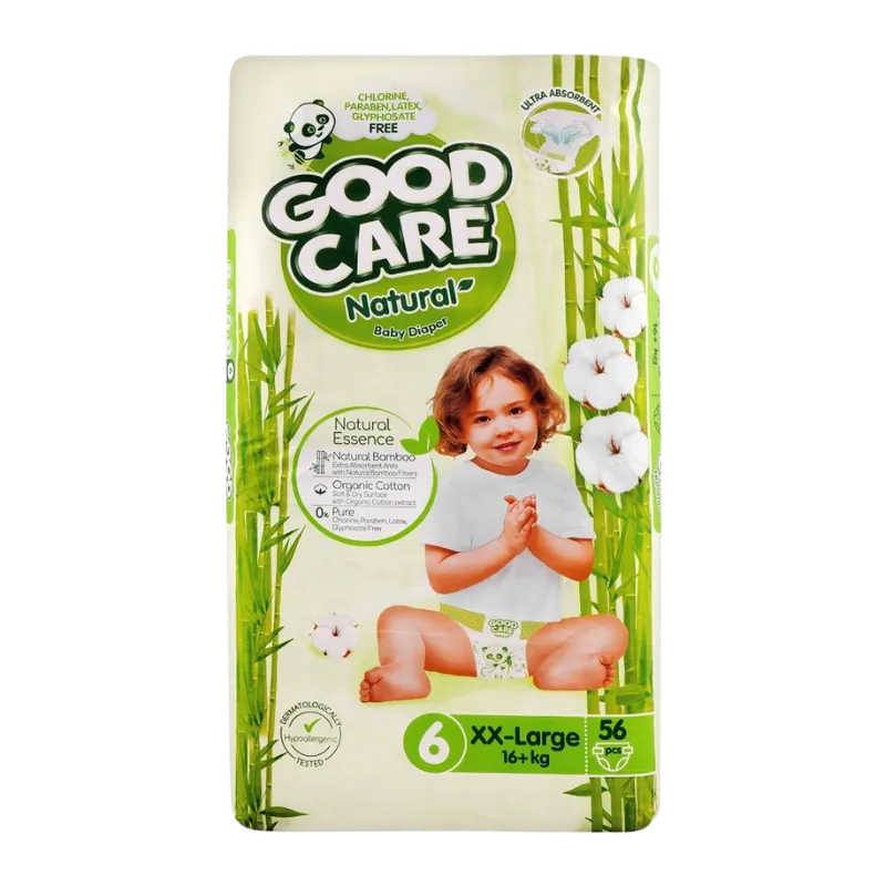 Good Care Natural Baby Diaper No. 6, XX-Large, 16+ KG, 56-Pack