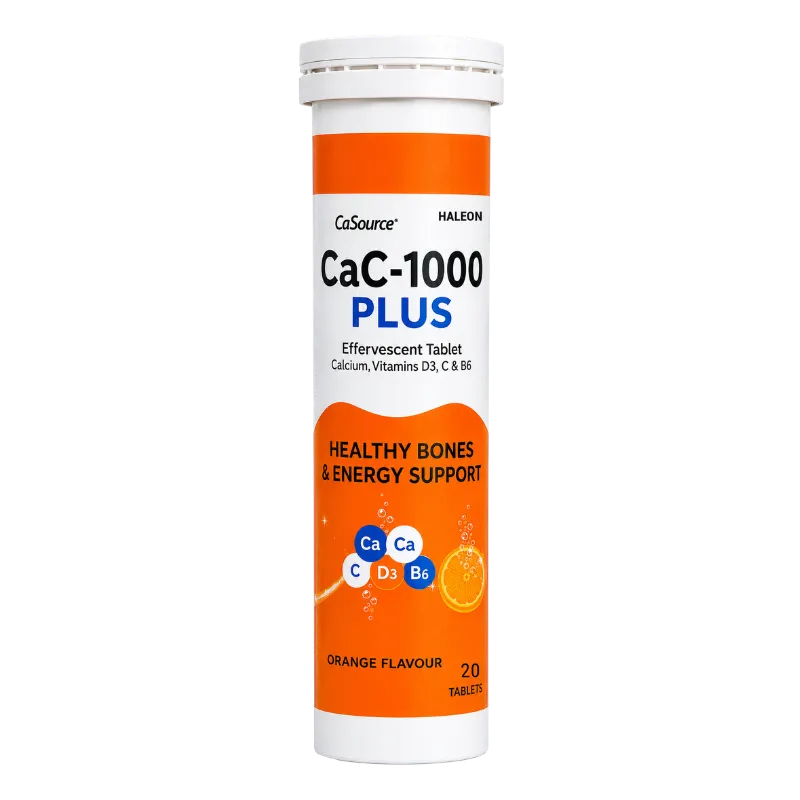 Cac-1000 Plus 20 Effervescent Orange Flavor Tablets