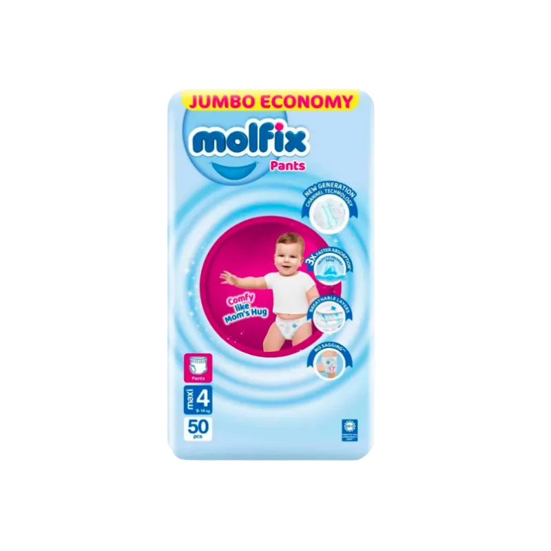 Molfix Diaper Pants Maxi Size 4 (9-14Kg) 50 Piece