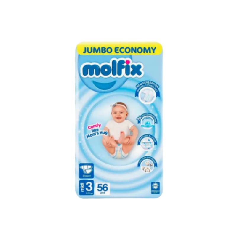 Molfix Diaper Midi Jumbo Pack Size 3 (4-9kg) 56 Pcs