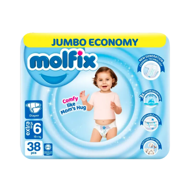 Molfix Diaper E.largeJumbo Pack Size 6 38 Pcs